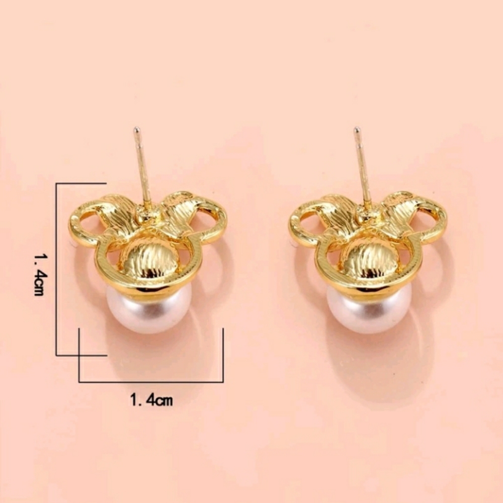 Gold Plated Faux Pearl Earrings - Picture 2 of 4